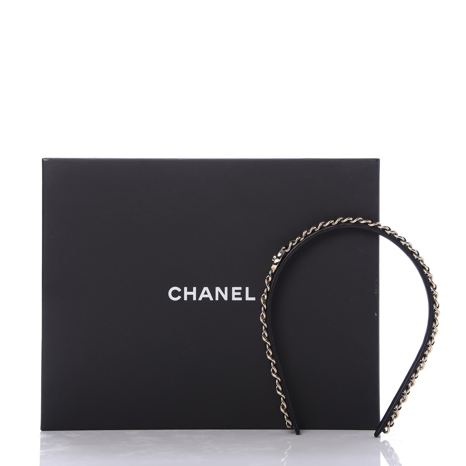Chanel Metal Lambskin CC Turnlock Chain Headband Gold Black 6 of 6