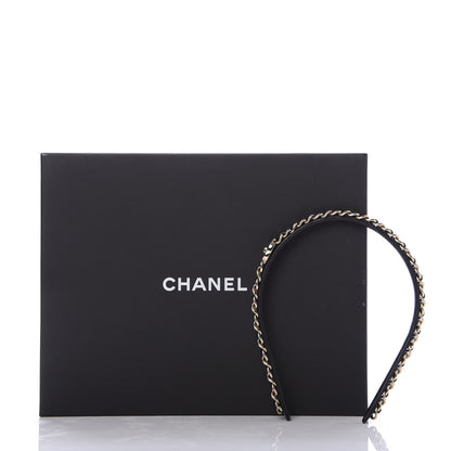 Chanel Metal Lambskin CC Turnlock Chain Headband Gold Black 6 of 6