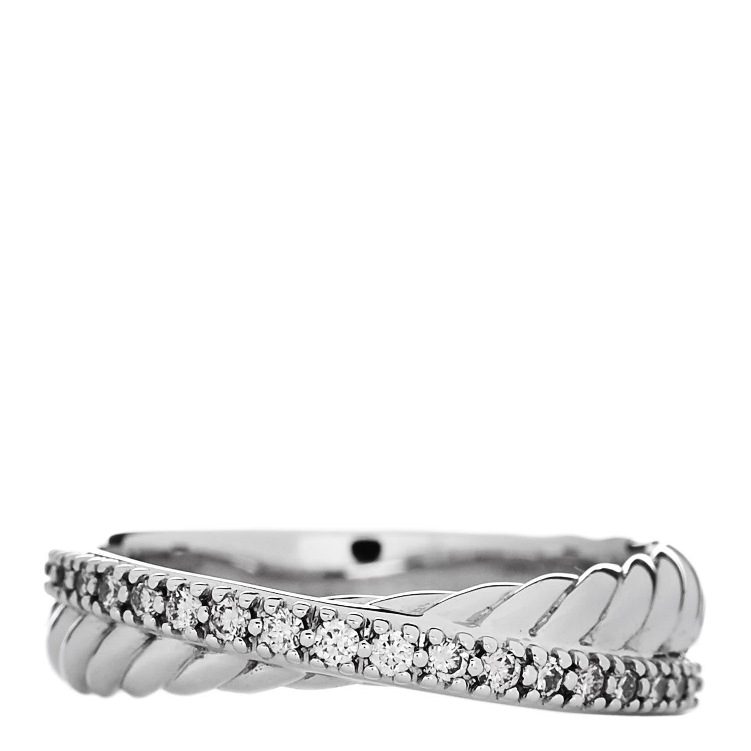 David Yurman Sterling Silver Diamond 5mm Crossover Ring 55 7.25 1 of 4
