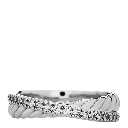 David Yurman Sterling Silver Diamond 5mm Crossover Ring 55 7.25 1 of 4