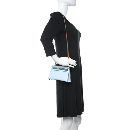 Hermes Epsom Mini Kelly Sellier 20 Bleu Brume Vert Jade Gold 2 of 11