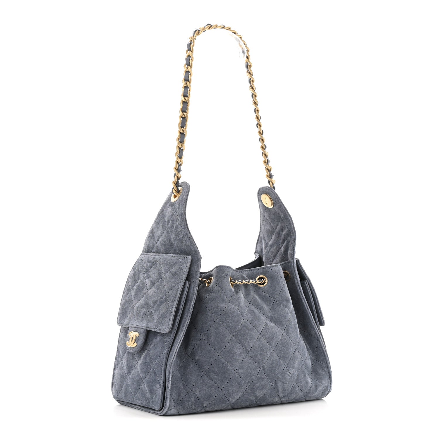 Chanel Suede Quilted Small Chanel 25 Handbag Blue 3 of 10