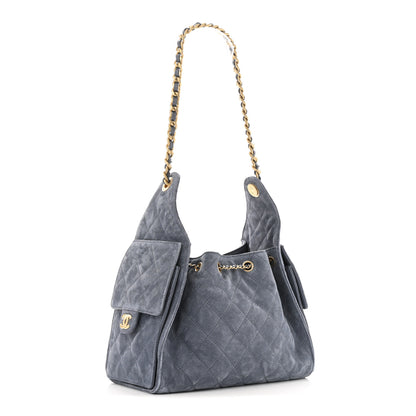 Chanel Suede Quilted Small Chanel 25 Handbag Blue 3 of 10