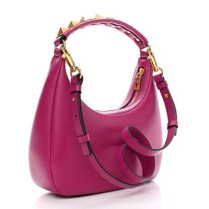 Valentino Garavani Calfskin Stud Sign Zip Hobo Rose Violet 3 of 10