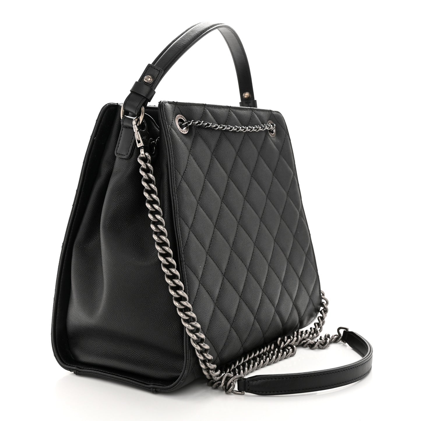 Caviar Quilted Medium CC Bucket Bag Black
