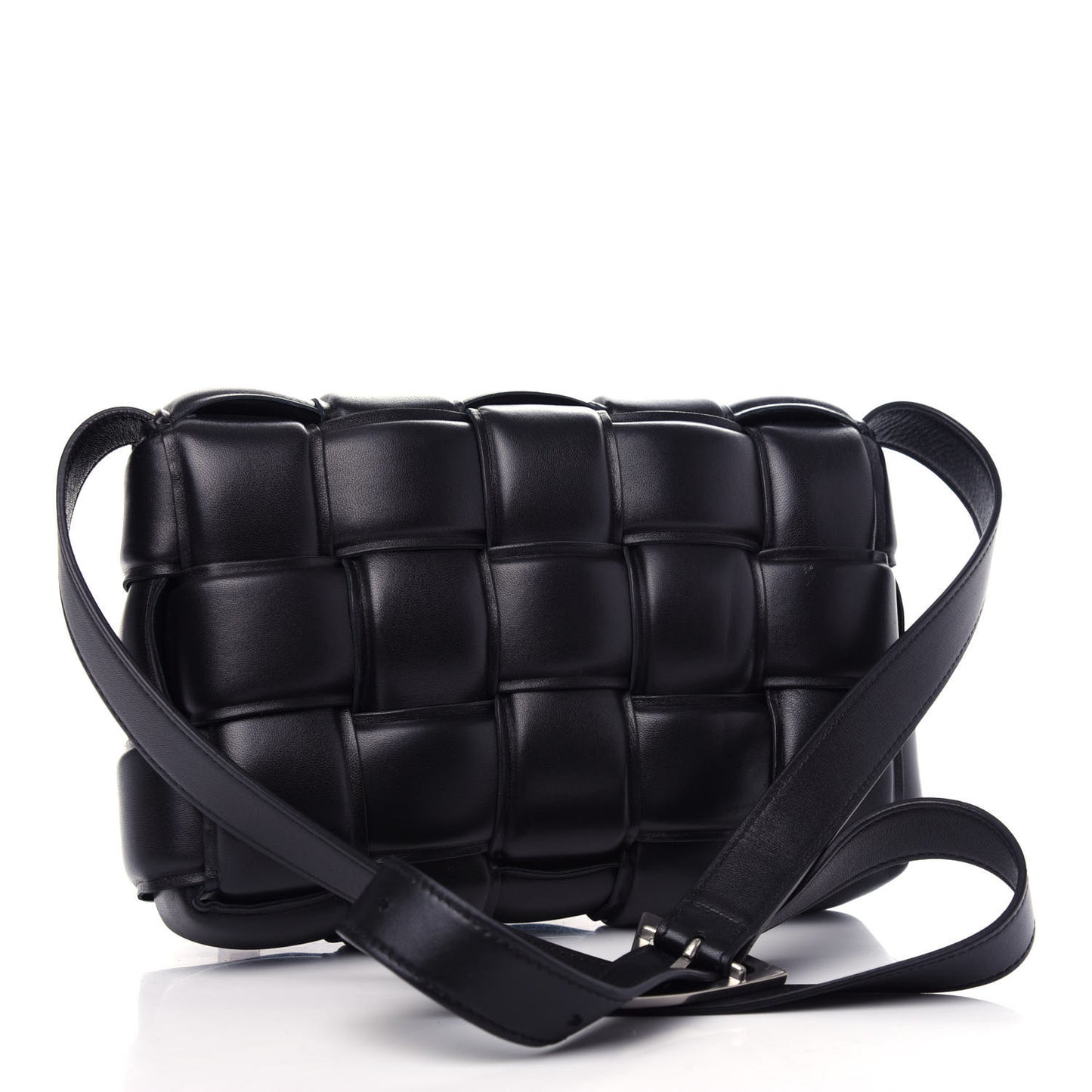 Nappa Maxi Intreccio Padded Cassette Crossbody Bag Black