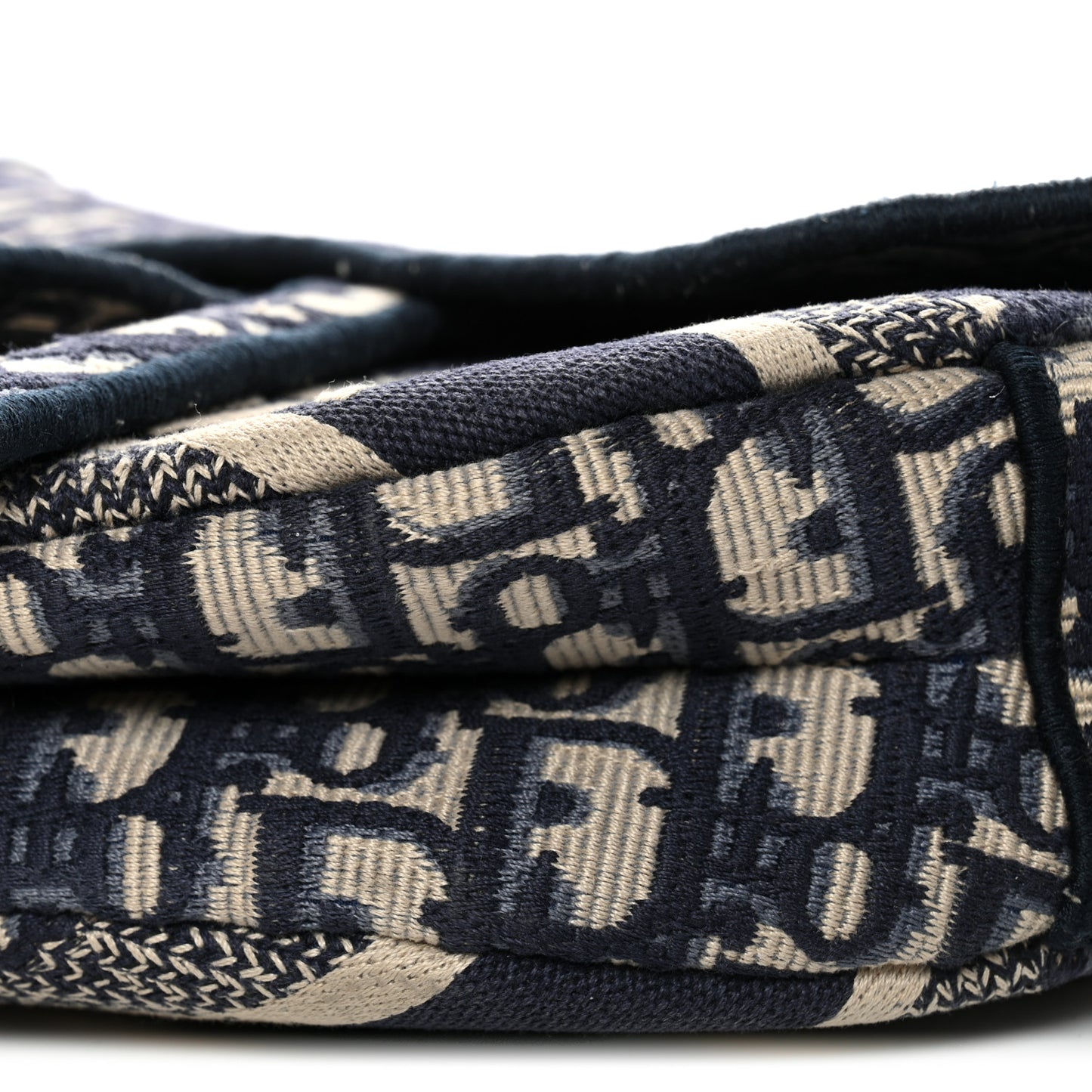 Oblique Embroidered Saddle Bag Blue