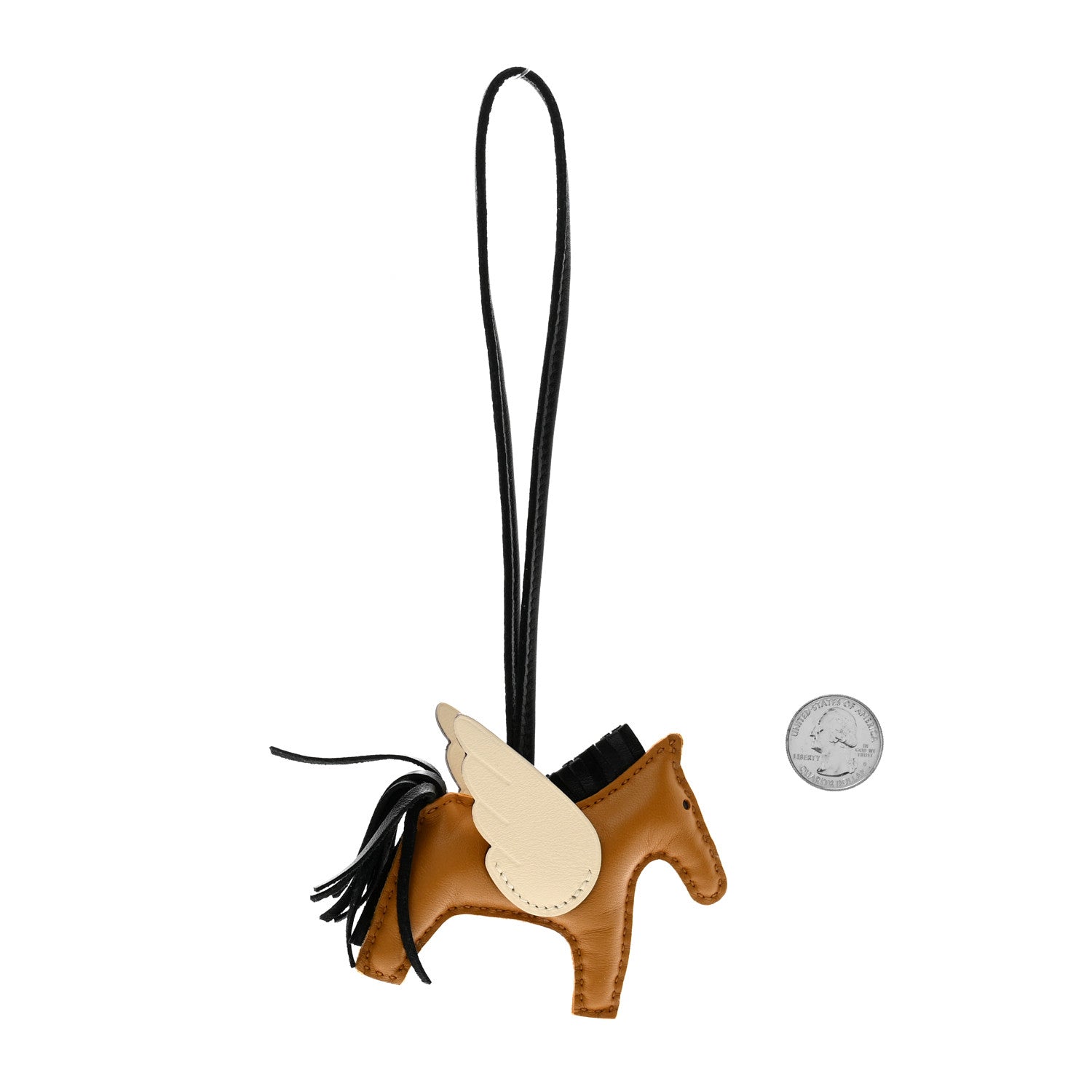 Hermes Milo Lambskin Grigri Rodeo Pegase Horse Bag Charm PM Sesame Black Nata 2 of 5