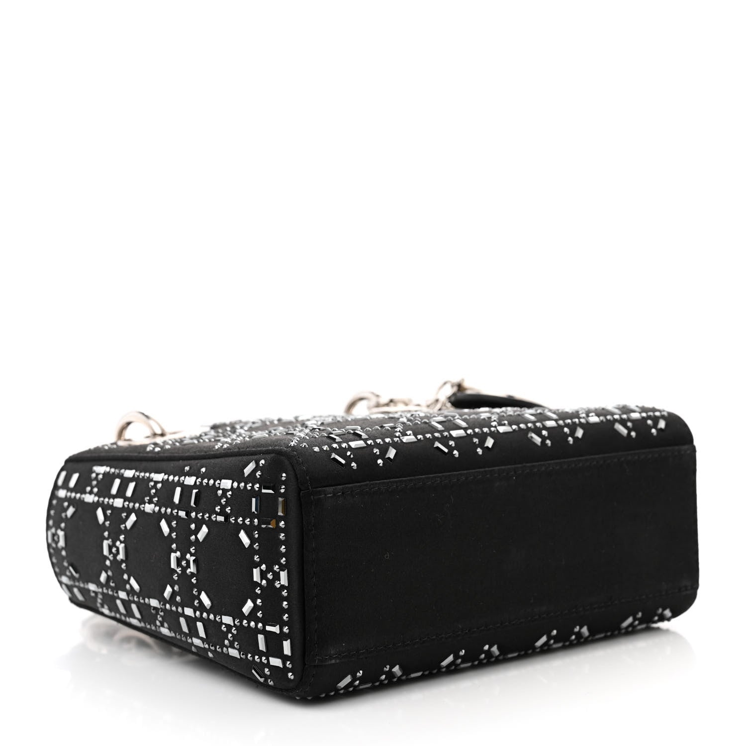 Christian Dior Satin Crystal Cannage Mini Lady Dior Black 4 of 10