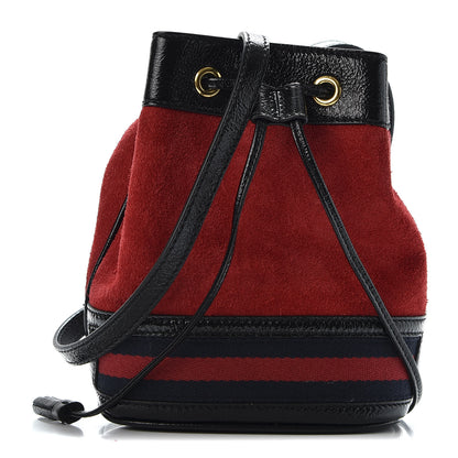 Gucci Suede Patent Web Mini Ophidia Bucket Bag Hibiscus Red Black 1 of 8