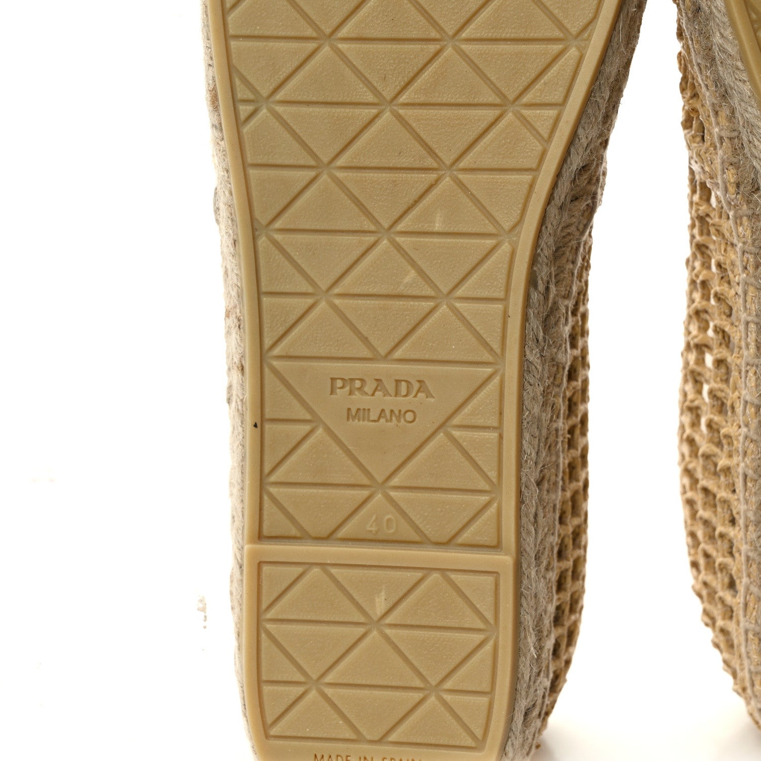 Prada Raffia Triangle Logo Crochet 20mm Espadrilles 40 Naturale 6 of 8