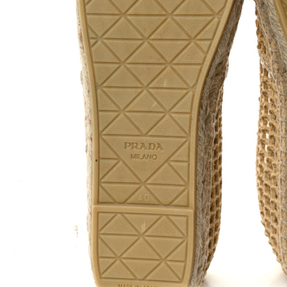 Prada Raffia Triangle Logo Crochet 20mm Espadrilles 40 Naturale 6 of 8