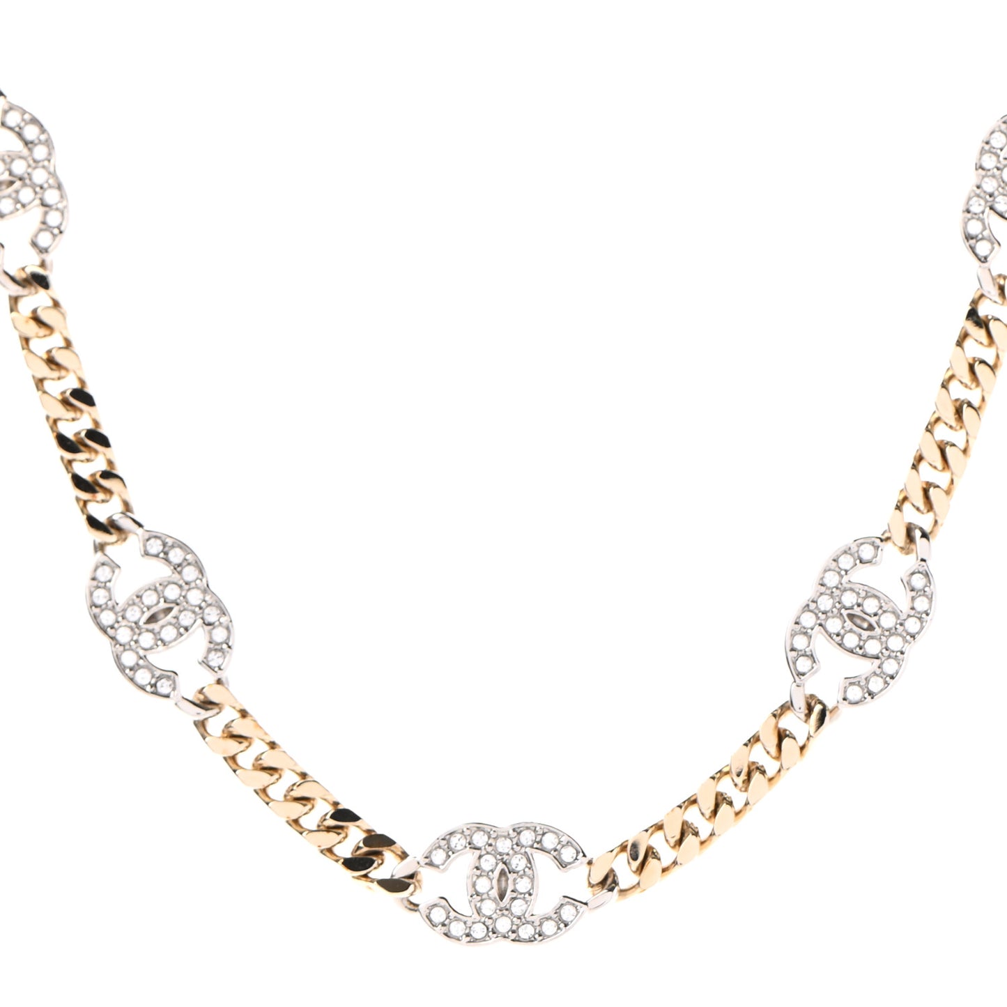 Crystal Chain CC Choker Gold Silver