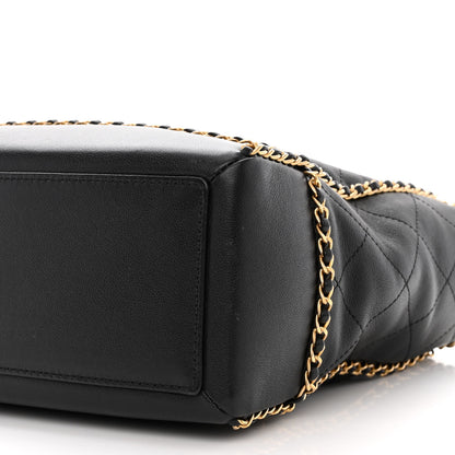 Chanel Calfskin Quilted Chain Lines Shopping Tote Black 10 of 11
