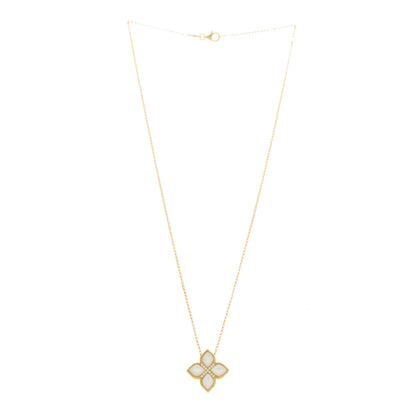 Roberto Coin 18K Yellow Gold Diamond Mother of Pearl Venetian Princess Medium Flower Pendant Necklace 2 of 5