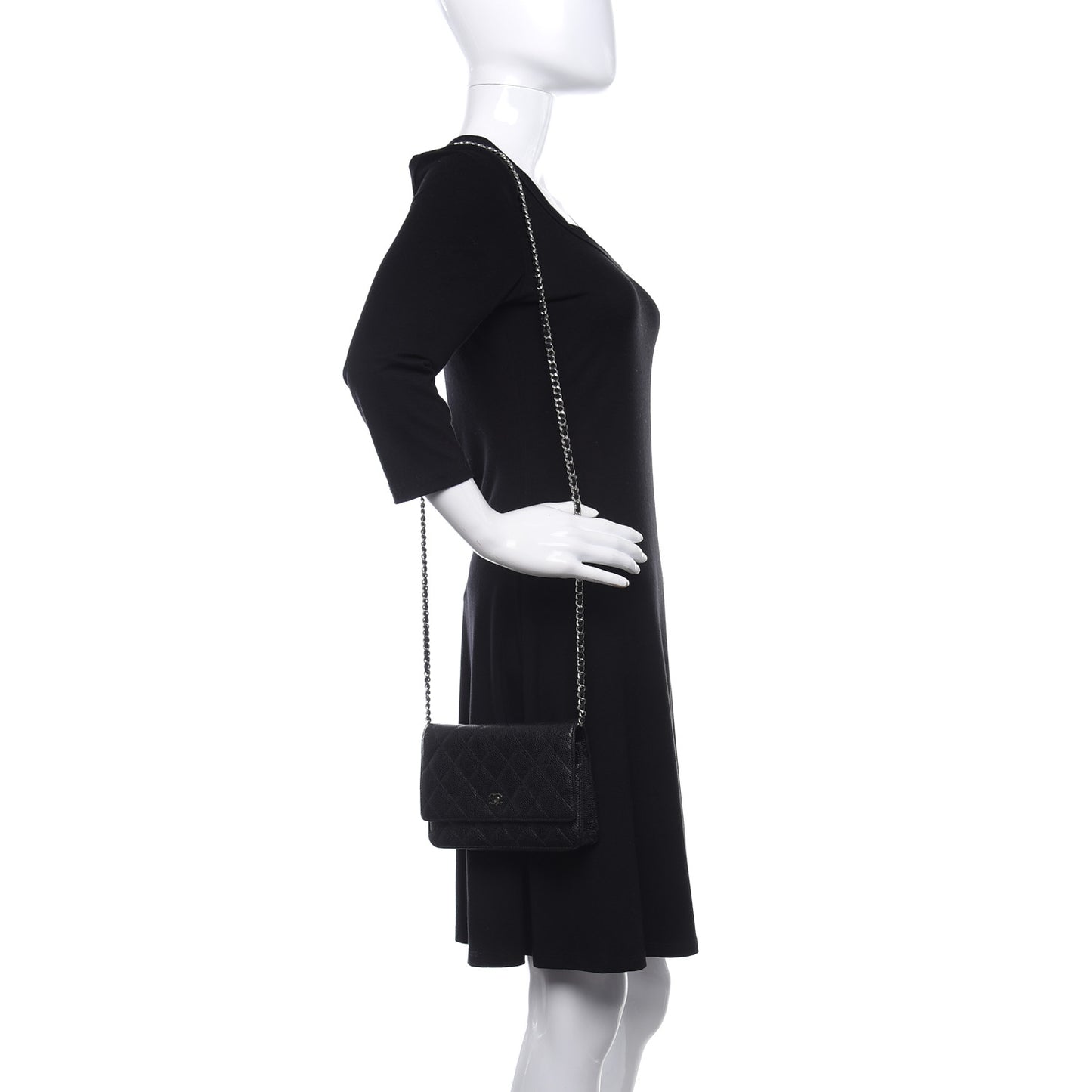 Caviar Quilted Wallet On Chain WOC Black