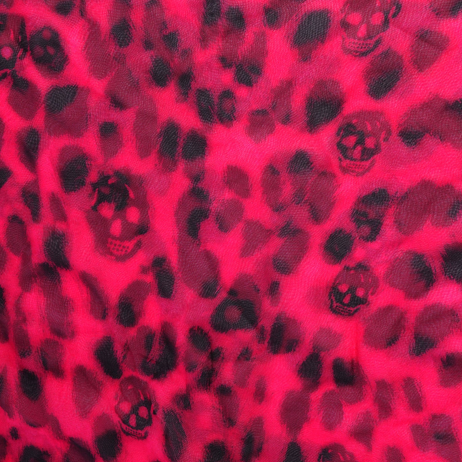 Alexander McQueen Silk Chiffon Leopard Skull Scarf Hot Pink 4 of 5