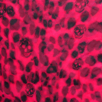 Alexander McQueen Silk Chiffon Leopard Skull Scarf Hot Pink 4 of 5