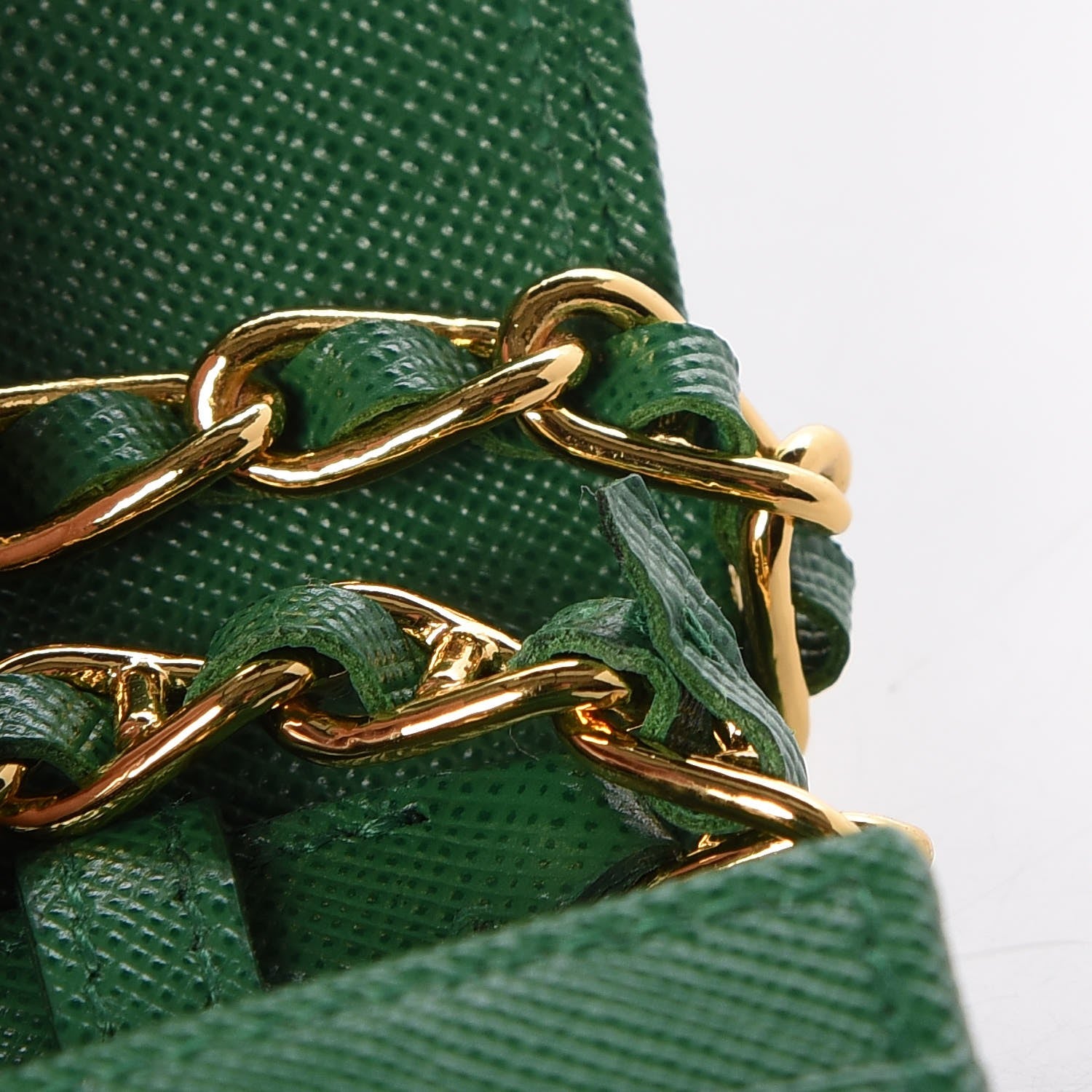 Prada Saffiano Metal Oro Chain Wallet Verde 11 of 11