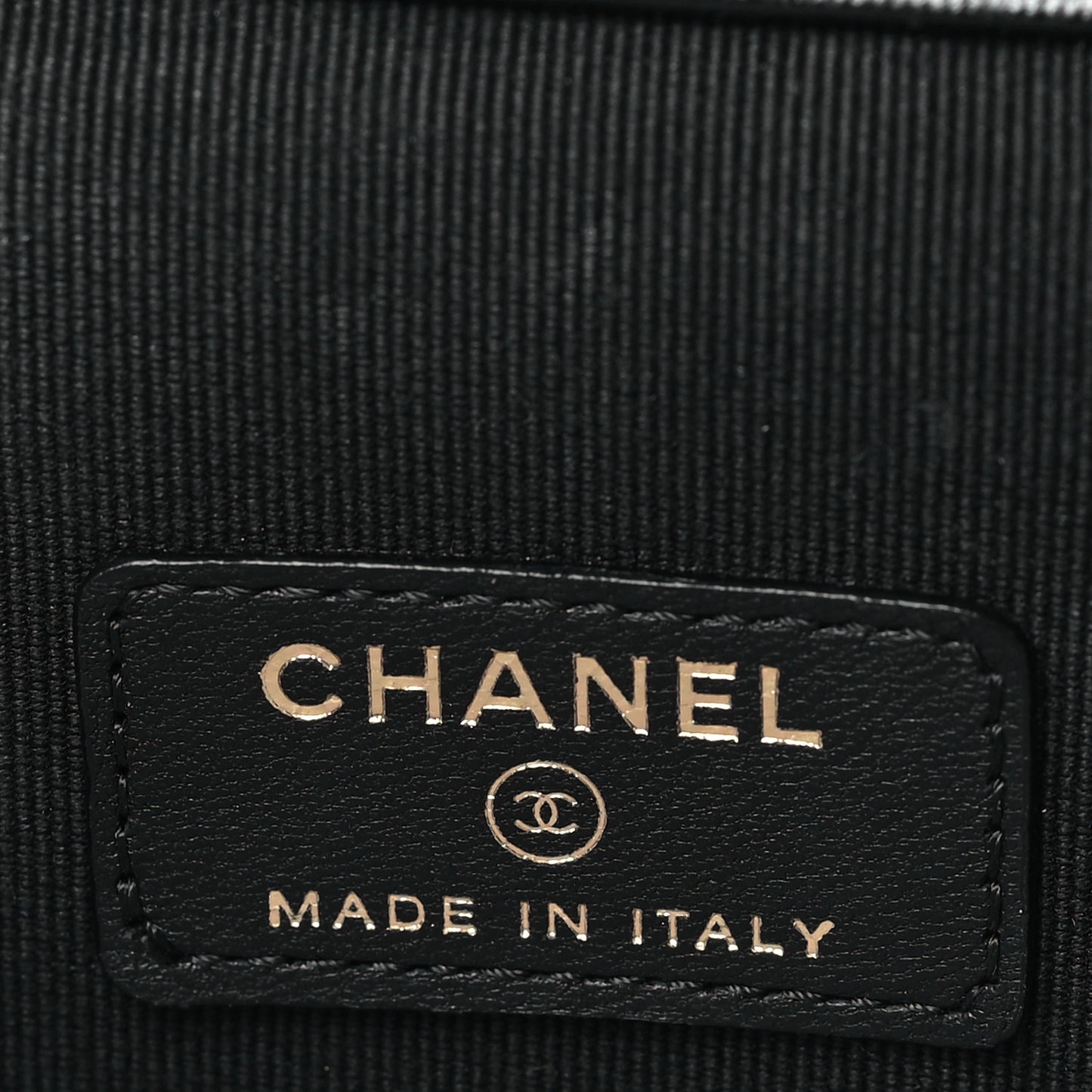 Lambskin Quilted Top Handle Mini Vanity Case With Chain Black