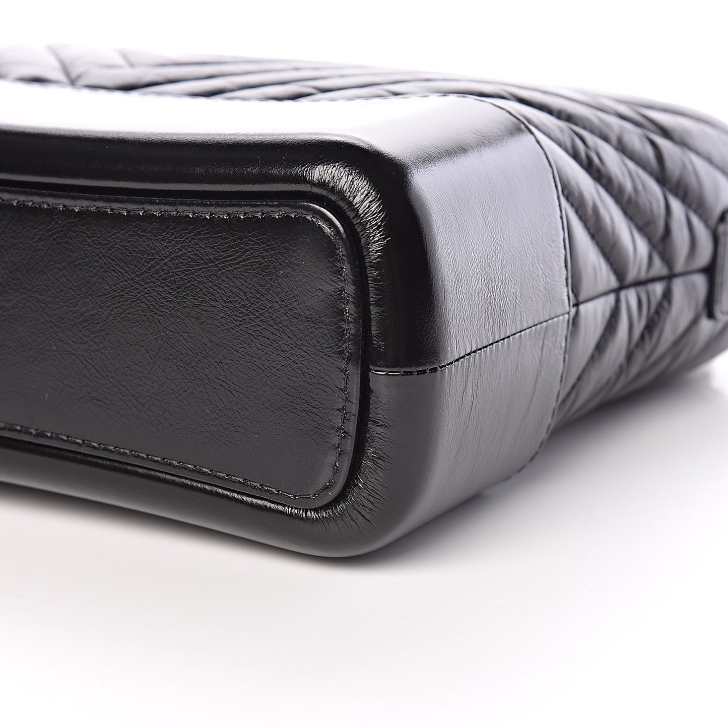 Aged Calfskin Chevron Quilted Medium Gabrielle Hobo Black
