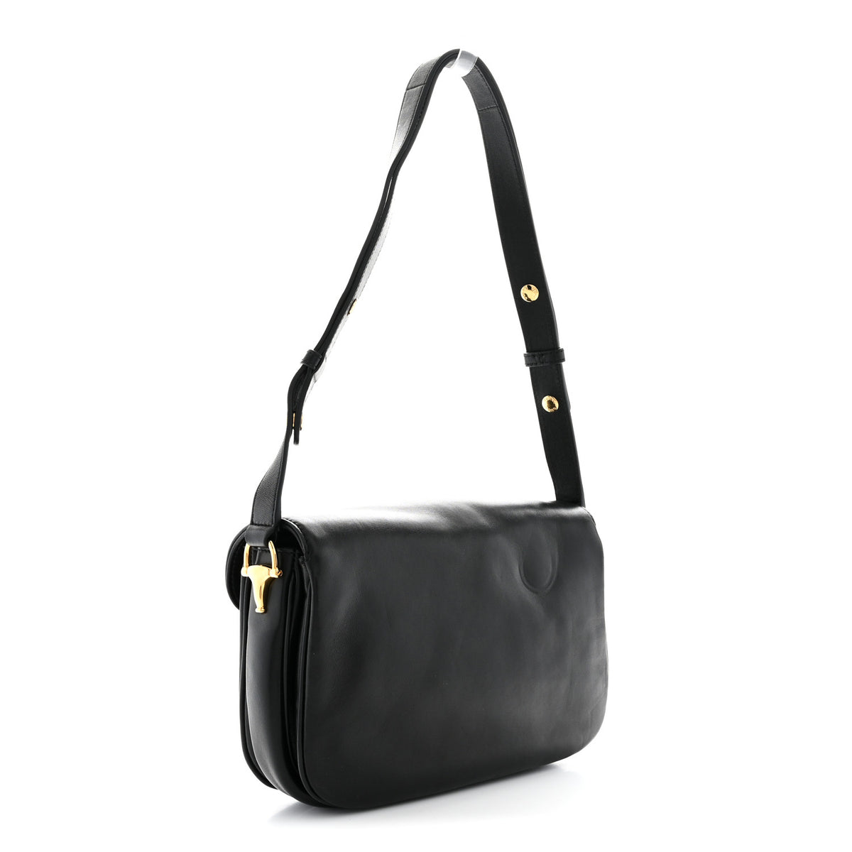 Calfskin Horsebit 1955 Aura Small Shoulder Bag Black