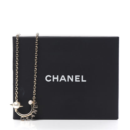 Chanel Pearl Logo Necklace Gold 4 of 4