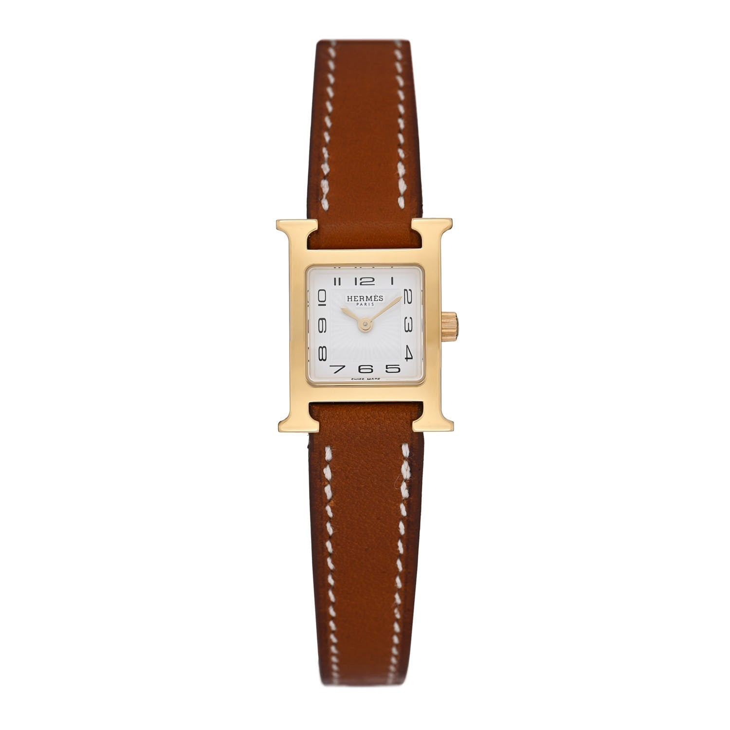 Hermes Stainless Steel Barenia 17.2mm Heure H Hour Quartz Watch Fauve 1 of 5