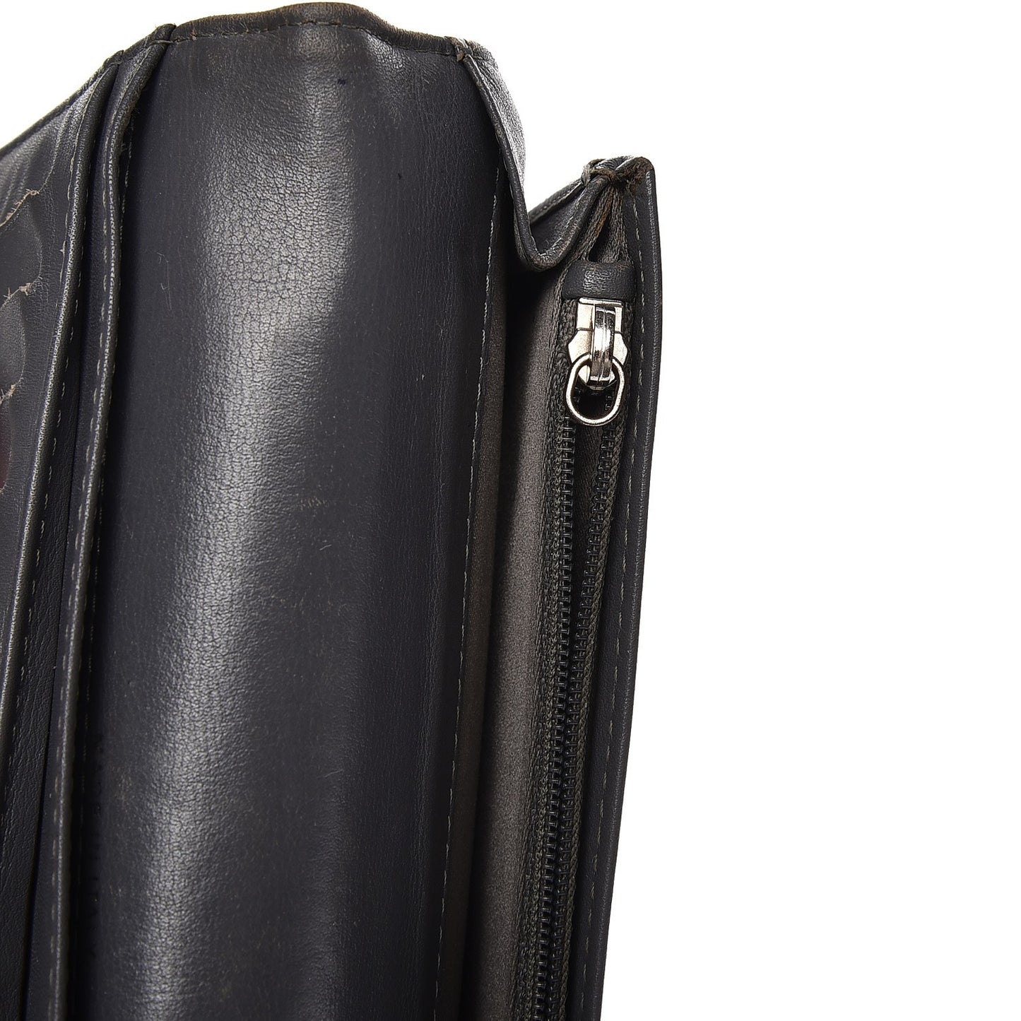 Patent Camellia Large Yen Wallet Black