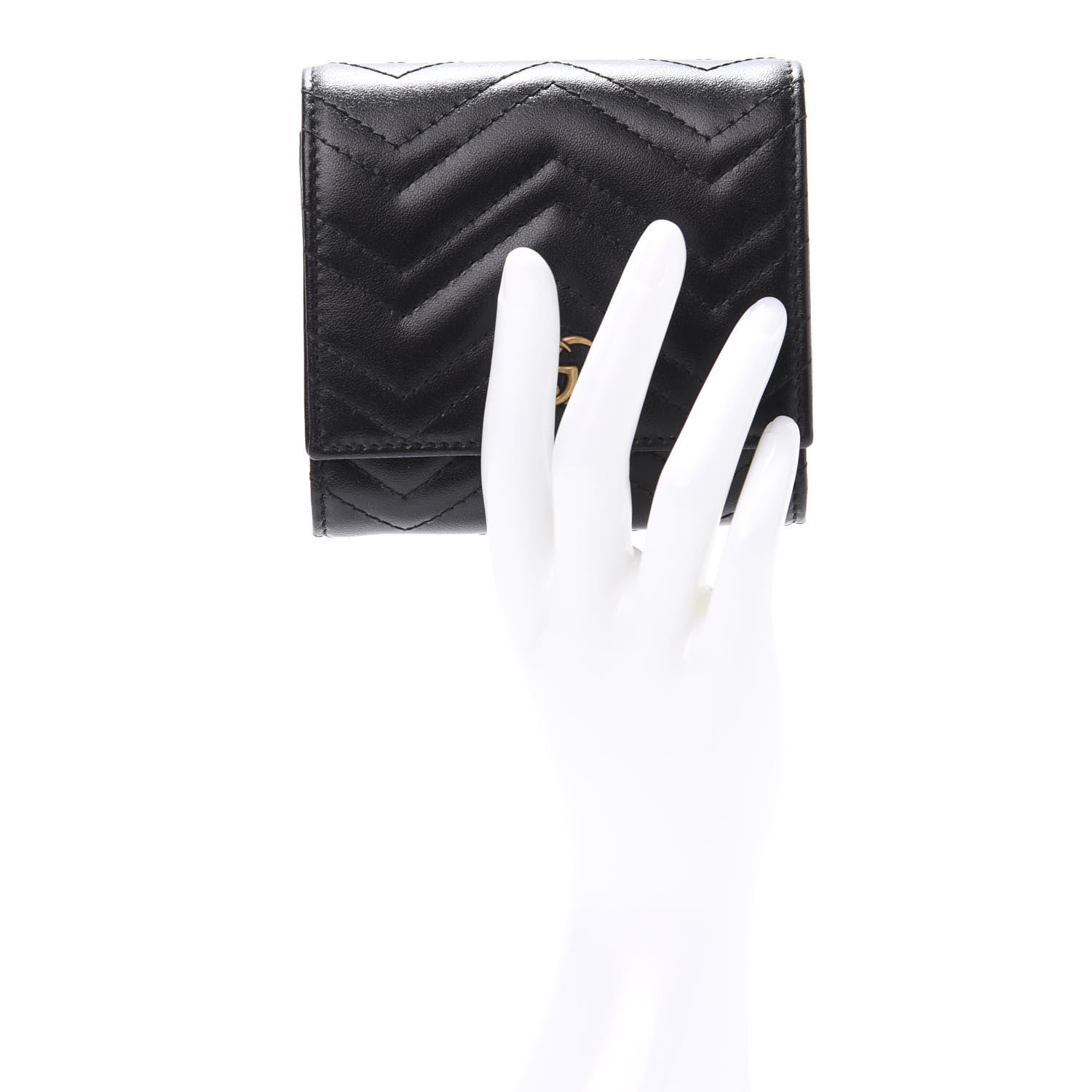 Gucci Calfskin Matelasse GG Marmont Medium Wallet Black 2 of 6