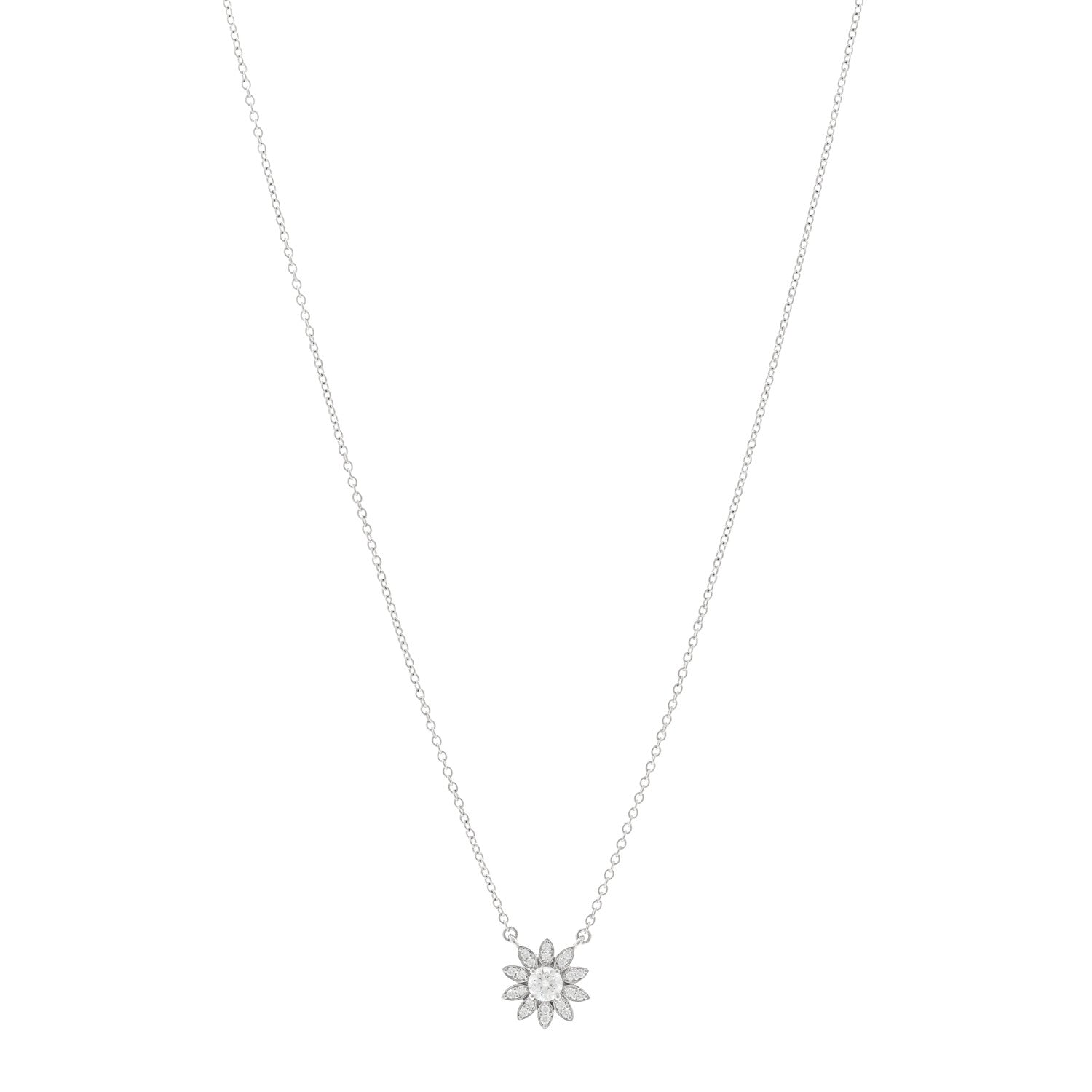 Tiffany Platinum Diamond Small Sunflower Pendant Necklace 1 of 5