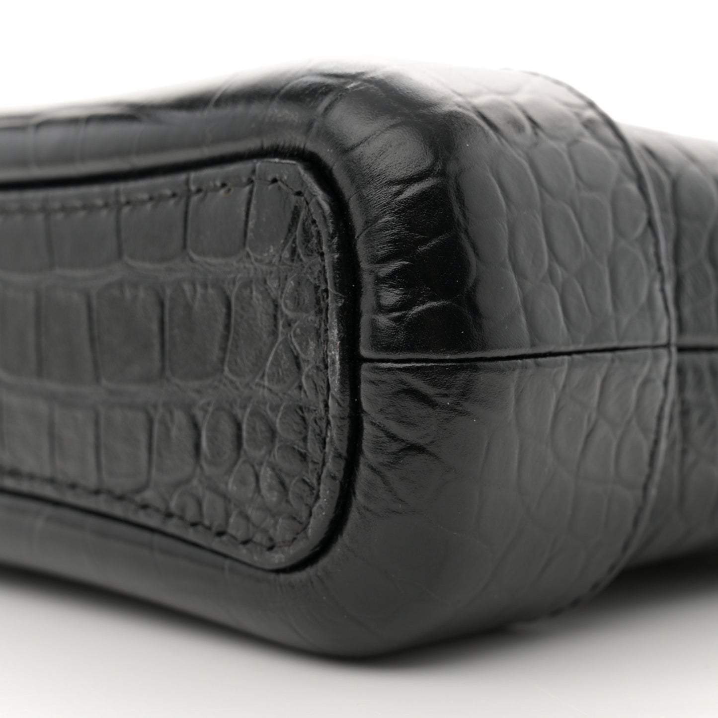 Calfskin Crocodile Embossed Small Gabrielle Cocodile Hobo Black