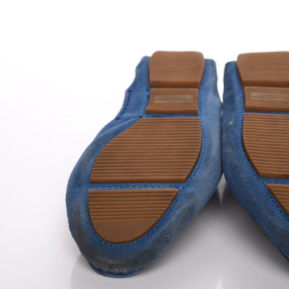 Bottega Veneta Suede Intrecciato Wave Driver Moccasin Loafers 38 Blue 9 of 15