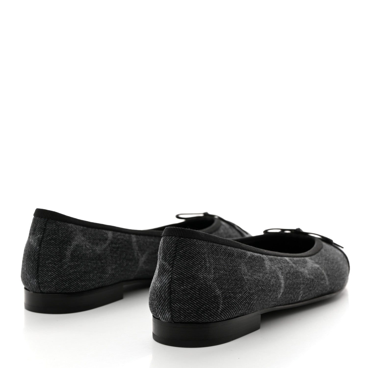 Chanel Denim Printed Cap Toe Ballerina Flats 39.5 Black 4 of 9