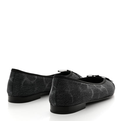 Chanel Denim Printed Cap Toe Ballerina Flats 39.5 Black 4 of 9