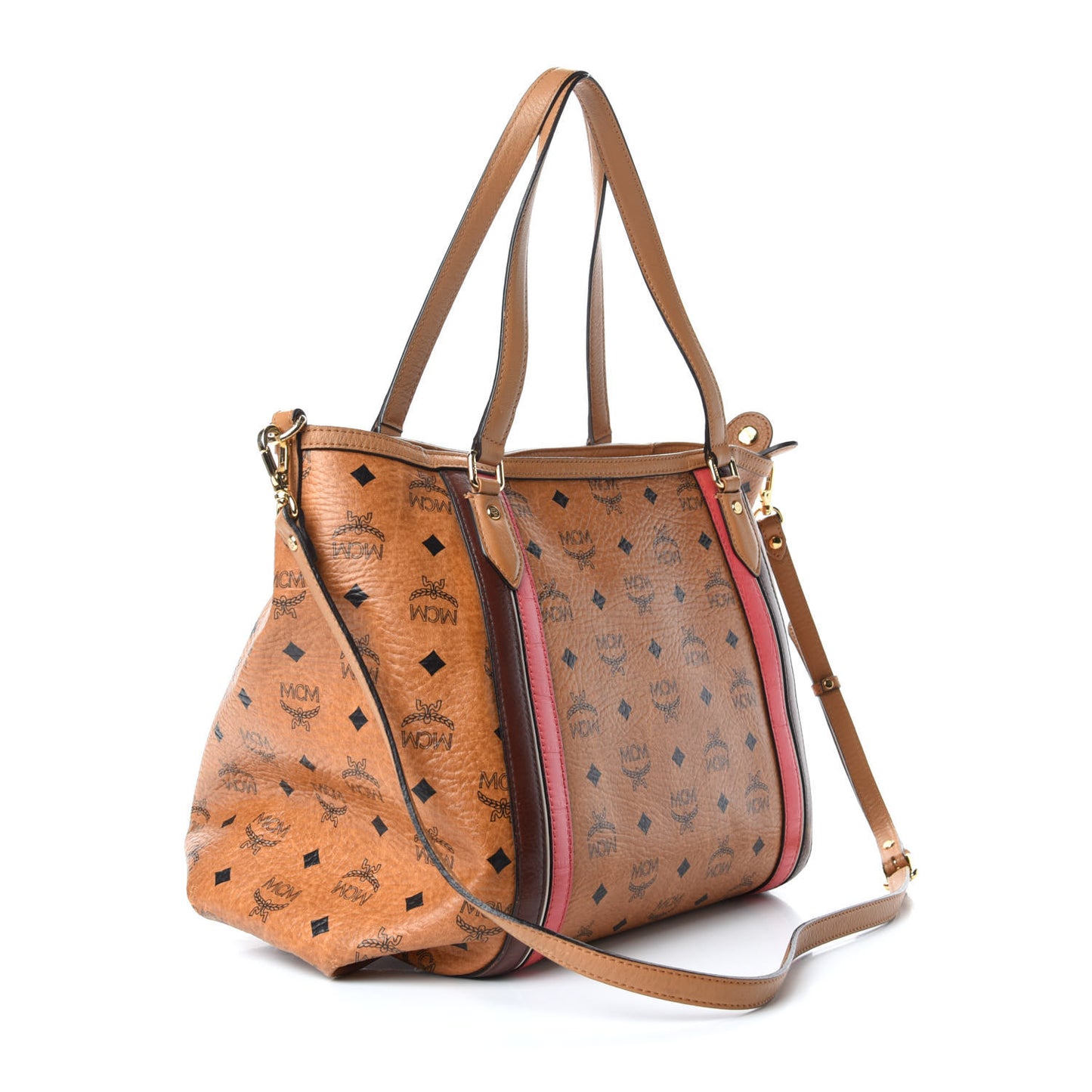 Visetos Striped Tote Cognac