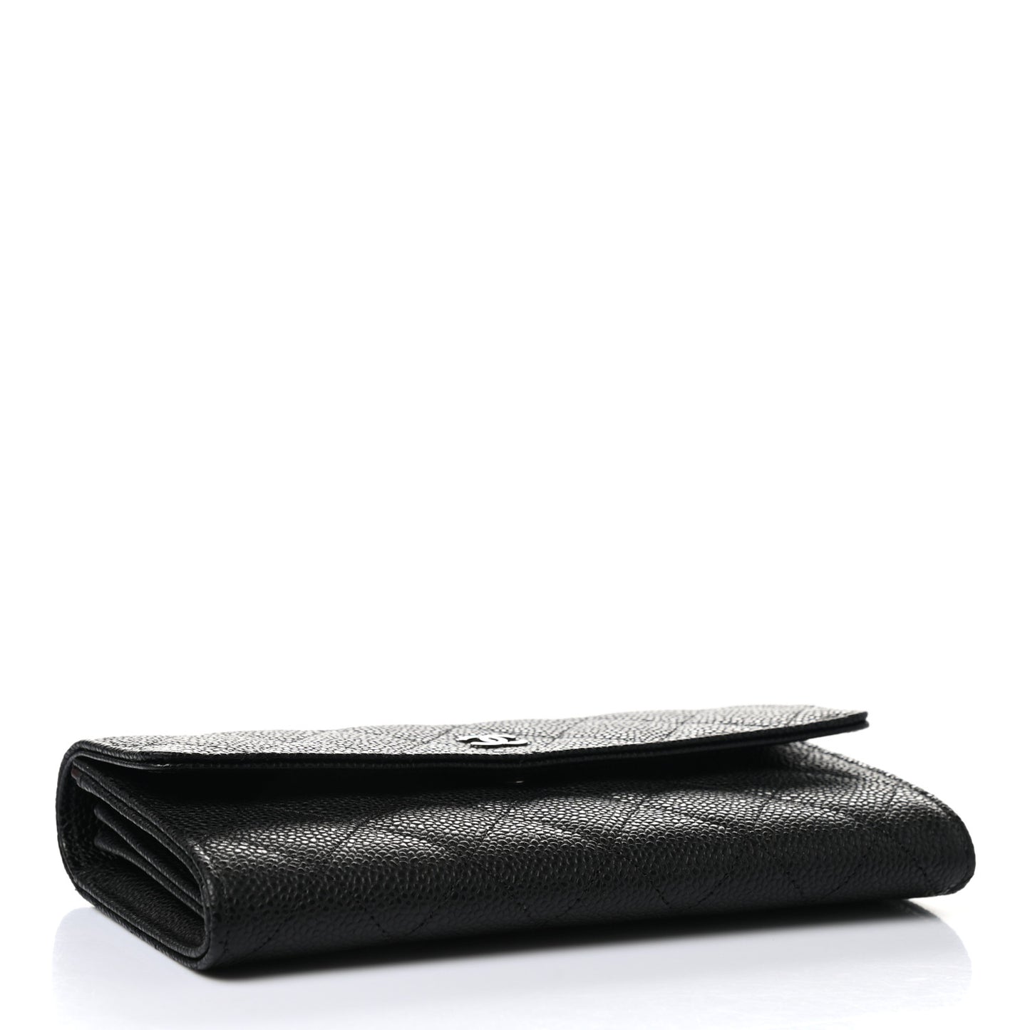 Caviar Quilted Large Gusset Flap Wallet Black