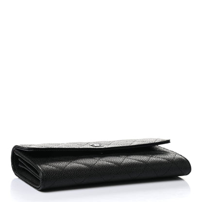 Chanel Caviar Quilted Large Gusset Flap Wallet Black 4 of 9
