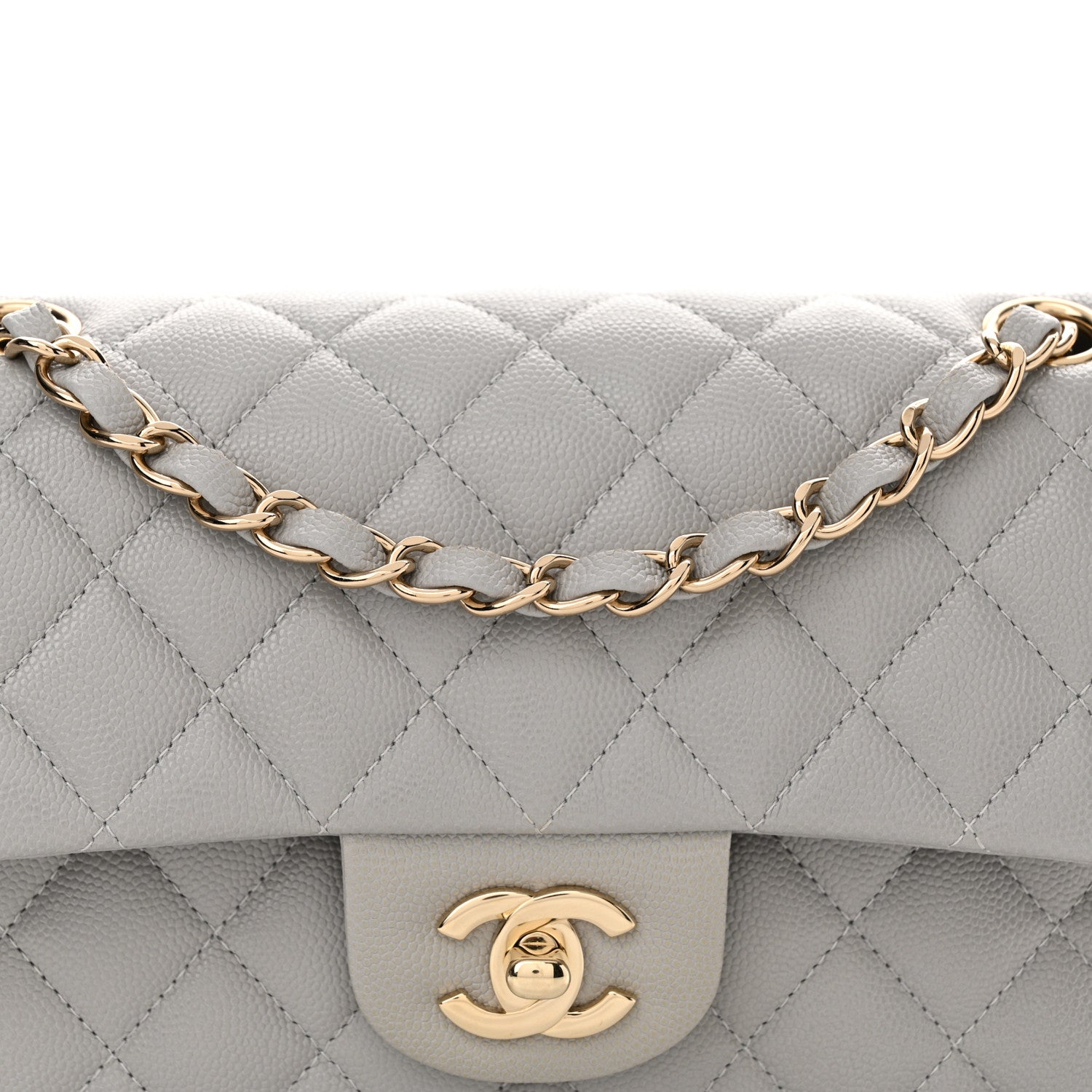Chanel Caviar Quilted Small Double Flap Grey 8 of 14