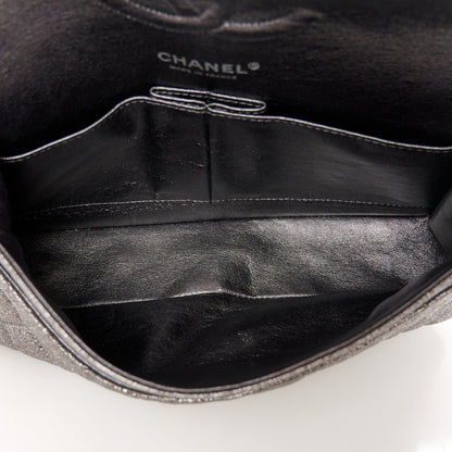 Chanel Metallic Crackled Calfskin Medium Double Flap Dark Silver 5 of 11