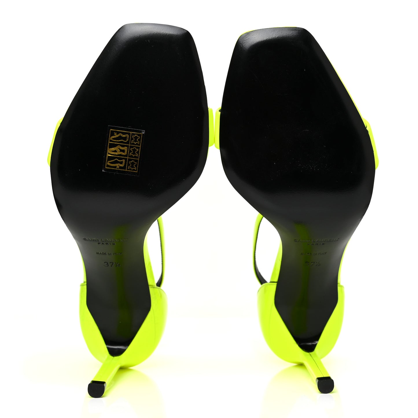 Patent Calfskin Amber 105 Ankle Strap Sandals 37.5 Yellow Fluo