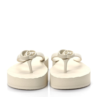 Gucci Rubber Chevron Womens Thong Sandals 38 White 4 of 16