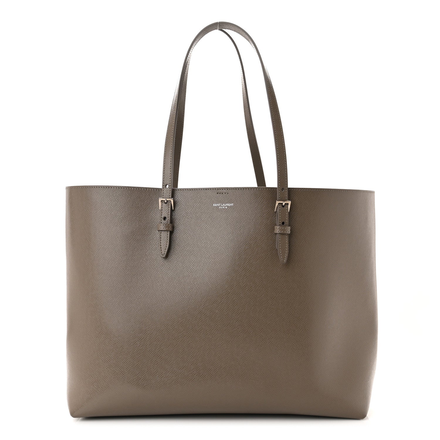 Saint Laurent Grained Calfskin Large Shopping Tote Warm Taupe Black 3 of 12