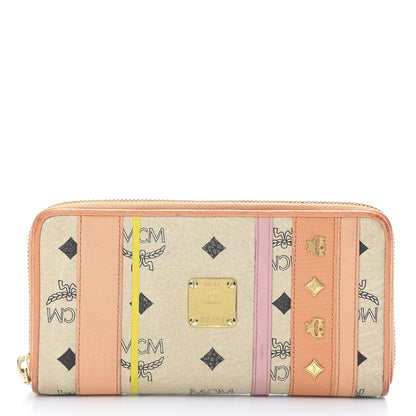 MCM Visetos Striped Zip Around Wallet Beige Orange 1 of 12