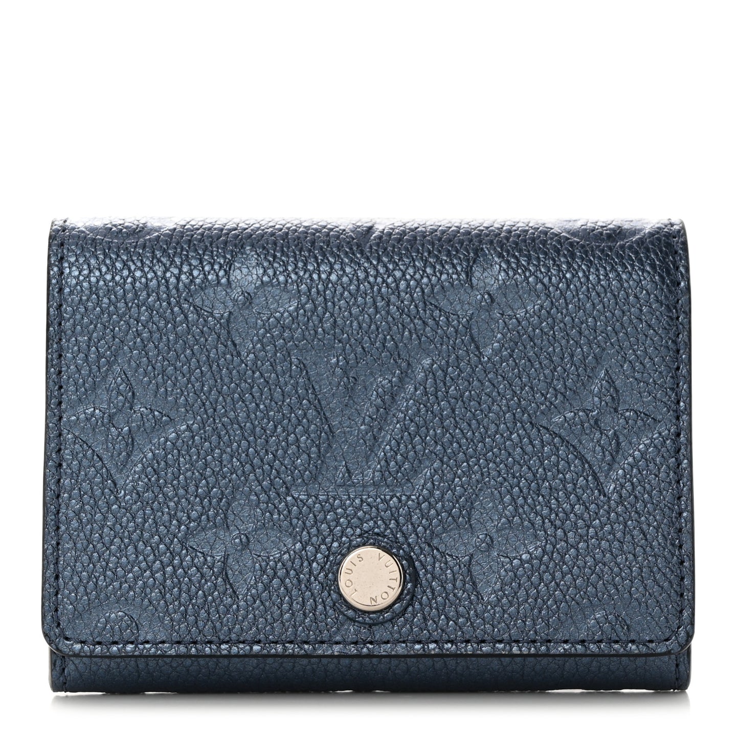 Metallic Empreinte Business Card Holder Navy Nacre