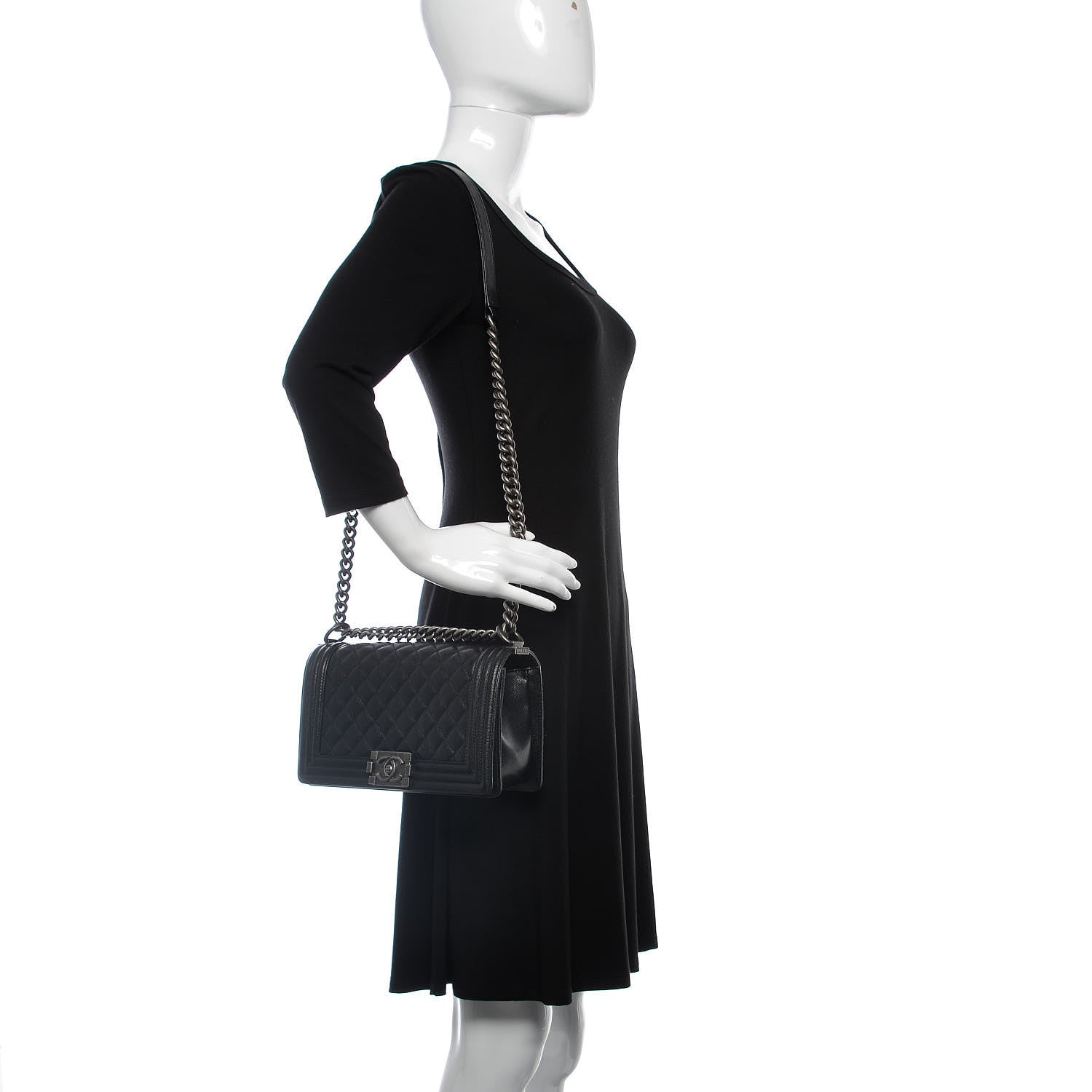 Chanel Caviar Quilted Medium Boy Flap Black 2 of 12