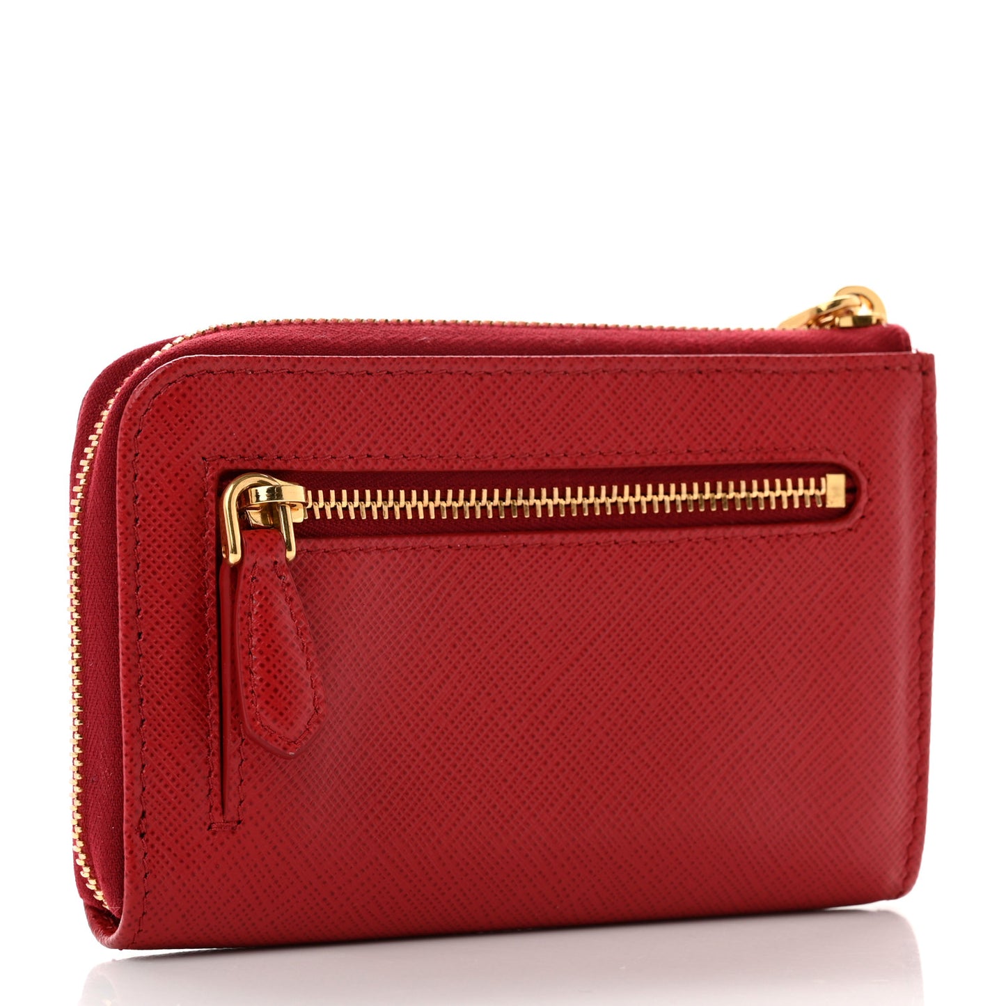 Saffiano Metal Zip Around Keychain Fuoco