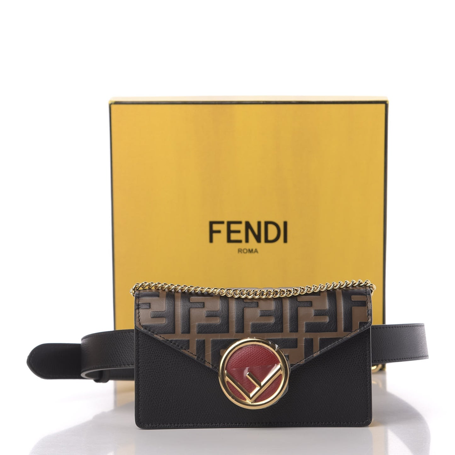 Vitello Cruise F is Fendi Bi-Color FF 1974 Embossed Envelope Belt Bag Maya Black