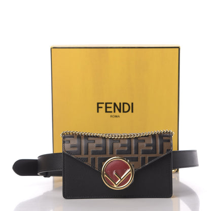 Fendi Vitello Cruise F is Fendi Bi-Color FF 1974 Embossed Envelope Belt Bag Maya Black 14 of 14