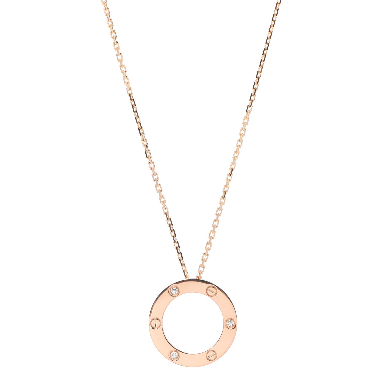 Cartier 18K Pink Gold 3 Diamonds LOVE Pendant Necklace 1 of 5